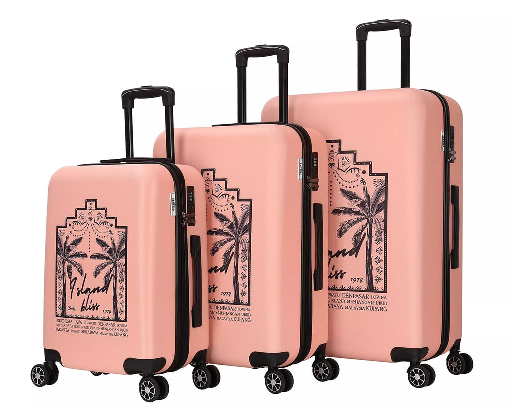 Set de 3 valises 4 double roues abs rigide - tropical dream - Deeluxe