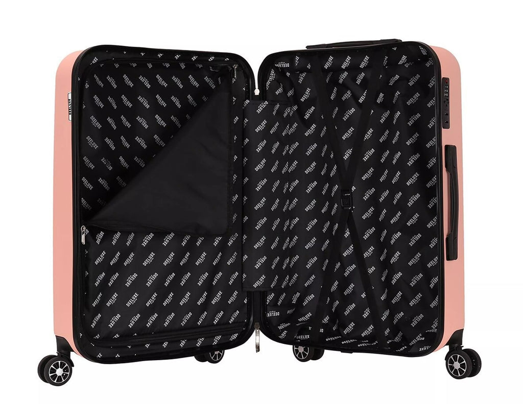 set de 3 valises 4 double roues + vanity abs rigide - bleu sérénité - deeluxe