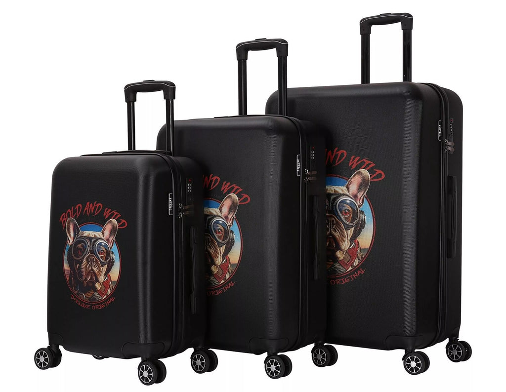Set de 3 valises 4 double roues abs rigide - doggy rider - Deeluxe